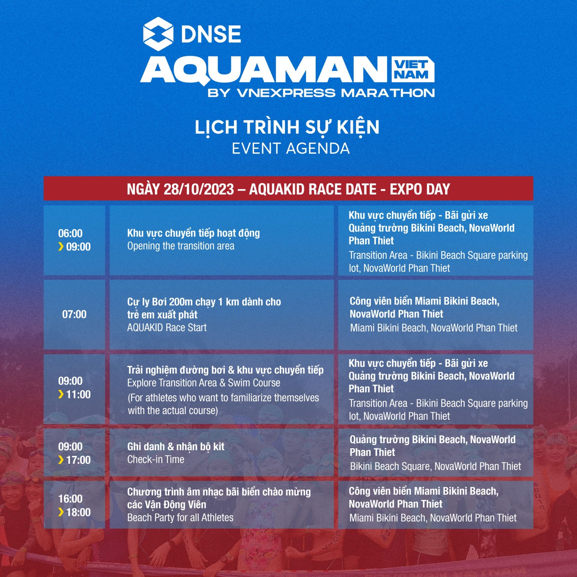 Lịch trình sự kiện DNSE Aquaman Vietnam, Phan Thiet 2023