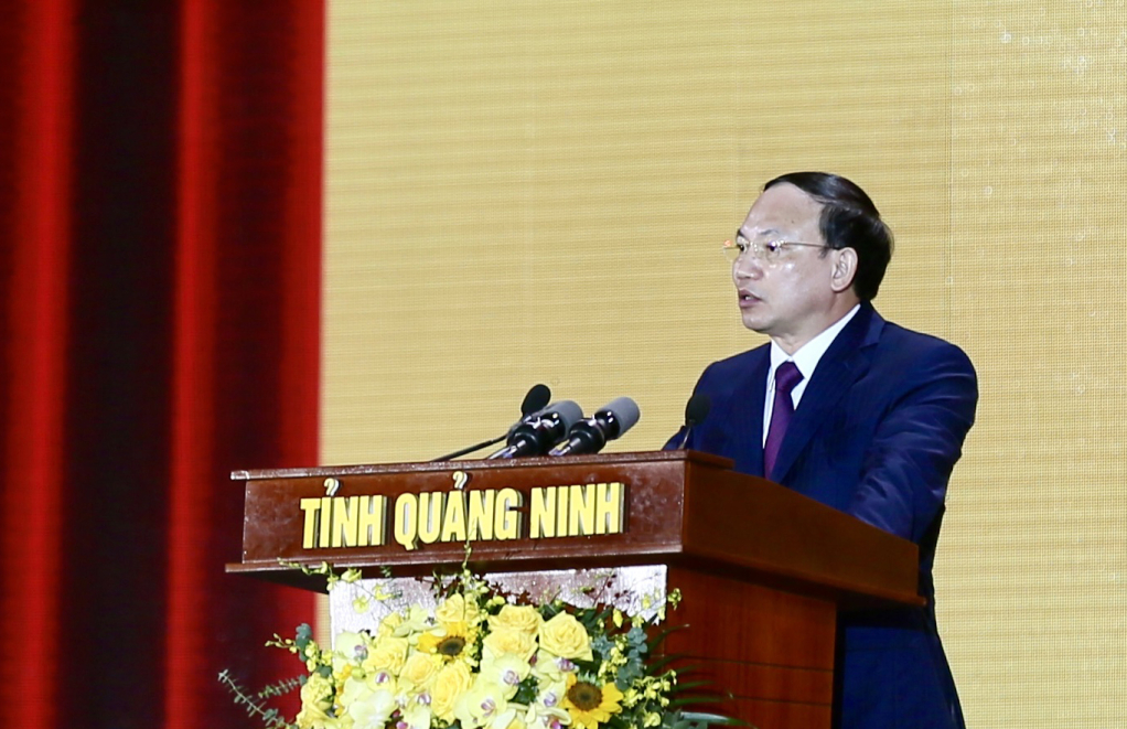 Ông Nguyễn Xuân Ký, Ủy viên Trung ương Đảng, Bí thư Tỉnh ủy, Chủ tịch HĐND tỉnh Quảng Ninh đọc diễn văn