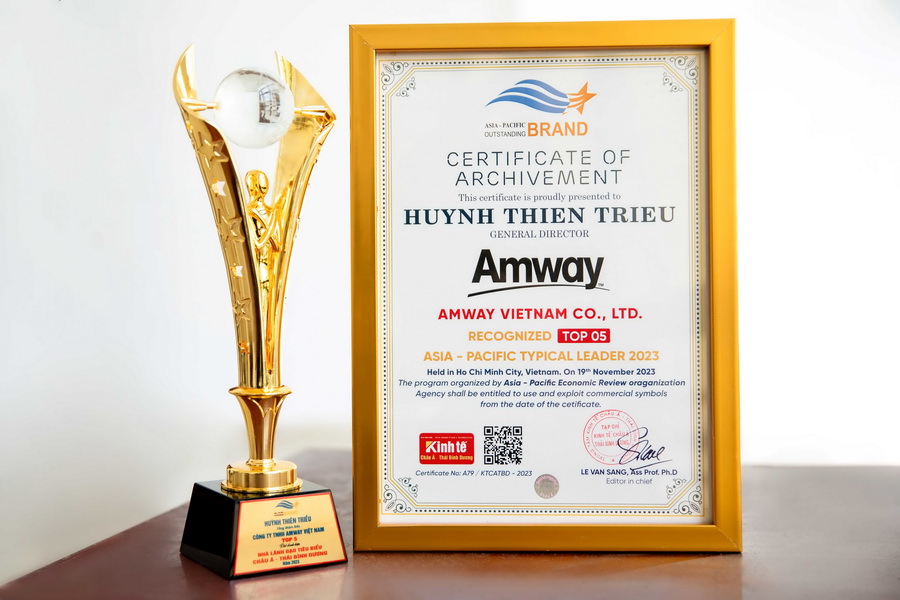 Giải thưởng Top 5 Thương hiệu Tiêu biểu châu Á - Thái Bình Dương 2023 tôn vinh nhãn hiệu Nutrilite (thuộc Amway)