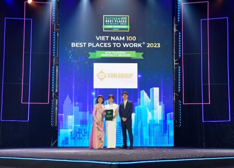 "Top 100 best places to work in Vietnam" recognition has been bestowed upon Sun Group for four consecutive years.