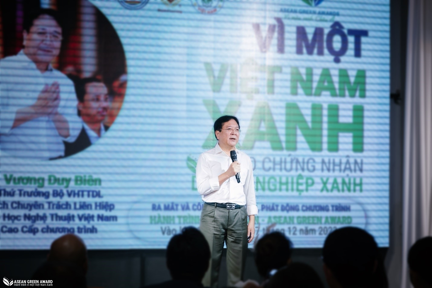 Nguyên Thứ trưởng Bộ VH-TT&DL Vương Duy Biên phát biểu tại chương trình “Hành trình xanh Asean Green Awards 2023”