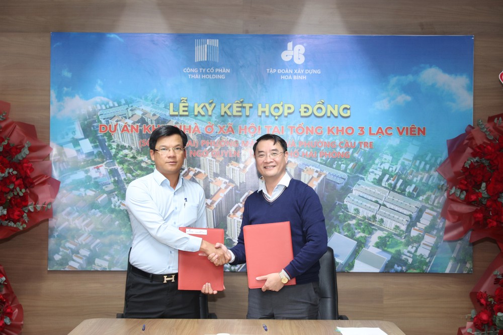 Tập đoàn Xây dựng Hòa Bình (HBC) đã chính thức ký kết hợp đồng tổng thầu D&B (thiết kế và thi công) dự án nhà ở xã hội (NoXH) cùng chủ đầu tư Thái - Holding với tổng giá trị hợp đồng ký kết gần 4.000 tỷ đồng