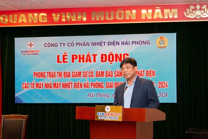 Ảnh minh họaÔng Dương Sơn Bá, Tổng Giám đốc Công ty Cổ phần Nhiệt điện Hải Phòng phát biểu tại buổi lễ