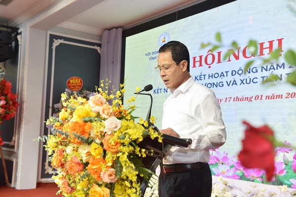 Ông Hán Thành Tuấn, Chủ tịch Hiệp hội DN huyện Hoằng Hoá phát biểu