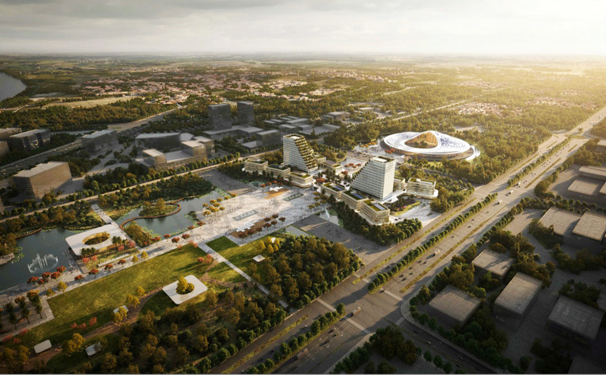 Phối cảnh trung tâm Hành chính - Chính trị mới của thành phố nhìn từ trên cao