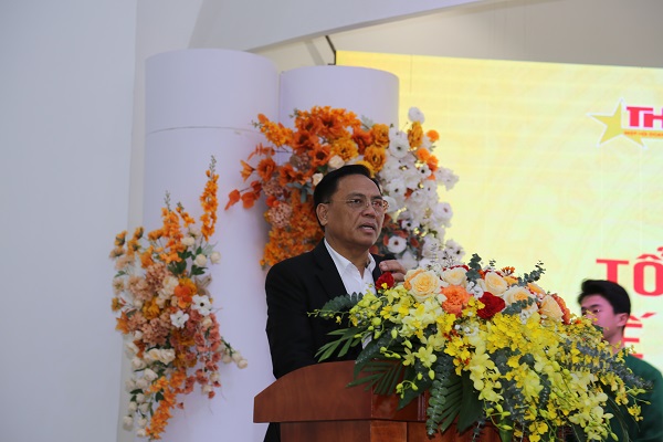 Ông Cao Tiến Đoan, Uỷ viên BCH Hiệp hội DN Nhỏ và vừa Việt Nam, Chủ tịch Hiệp hội Doanh nghiệp tỉnh Thanh Hoá phát biểu tại hội nghị