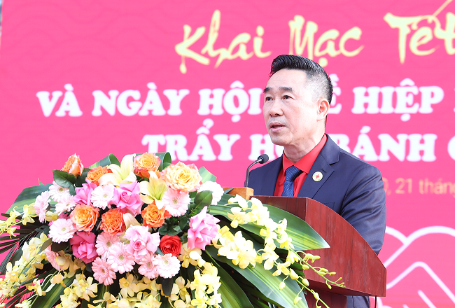 PCT kiêm TTK Trung ương Hội CTĐ Việt Nam Nguyễn Hải Anh phát biểu khai mạc Tết Nhân ái Xuân Giáp Thìn 2024.