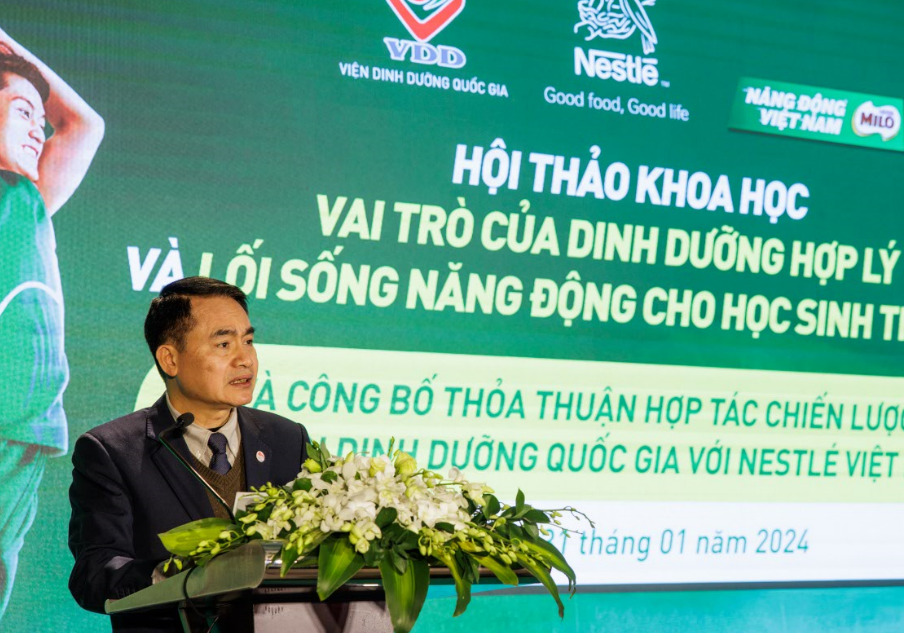 PGS.TS Trần Thanh Dương, Viện trưởng Viện Dinh dưỡng Quốc gia phát biểu tại sự kiện