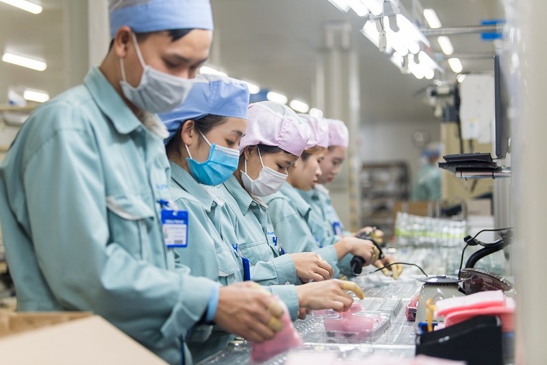 Electronic circuit board production line at Nexcon Vietnam Co., Ltd., a South Korean investment in Bac Ninh. (Photo: Danh Lam/VNA)