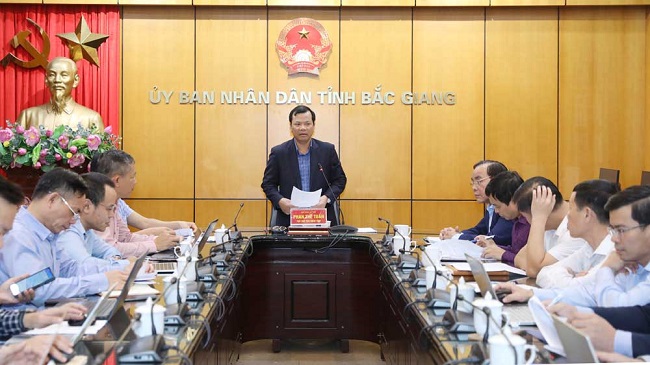 Đồng chí Phan Thế Tuấn - Phó Chủ tịch UBND tỉnh Bắc Giang phát biểu kết luận buổi làm việc.