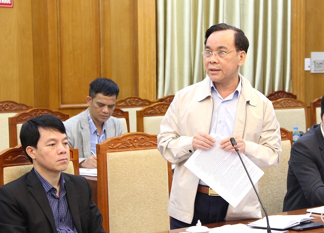 Đồng chí Trần Quang Tấn - Giám đốc Sở Công Thương tỉnh Bắc Giang phát biểu tại buổi làm việc
