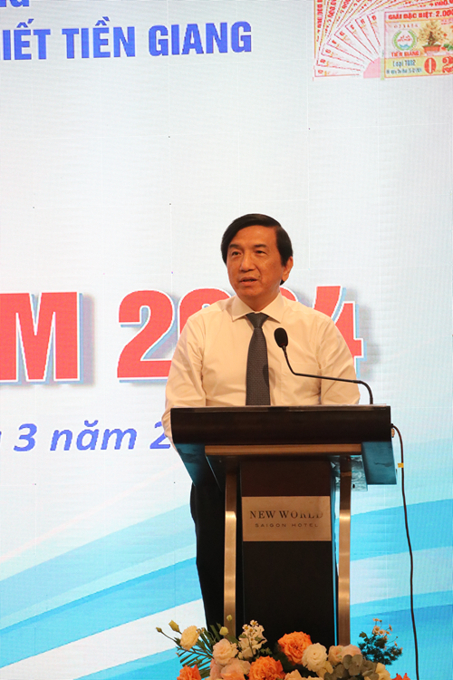 Ảnh minh họÔng Nguyễn Minh Hiếu, Chủ tịch Công ty TNHH MTV Xổ số kiến thiết Tiền Giang, phát  biểu tại Hội nghịa