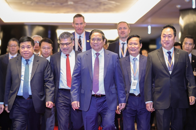 Thủ tướng Phạm Minh Chính dự Hội nghị Thủ tướng Chính phủ gặp mặt cộng đồng doanh nghiệp FDI và tham dự Diễn đàn Doanh nghiệp Việt Nam (VBF) thường niên - Ảnh: VGP/Nhật Bắc.