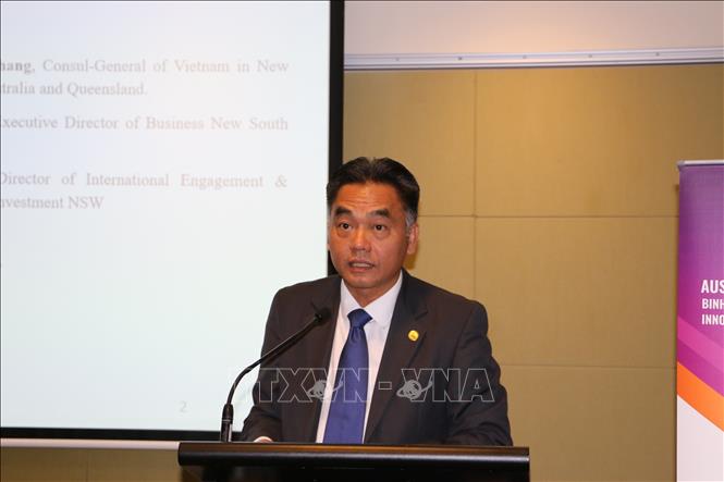 Ông Nguyễn Lộc Hà - Phó Chủ tịch UBND tỉnh Bình Dương - phát biểu tại hội thảo. Ảnh: Văn Linh/PV TTXVN tại Australia