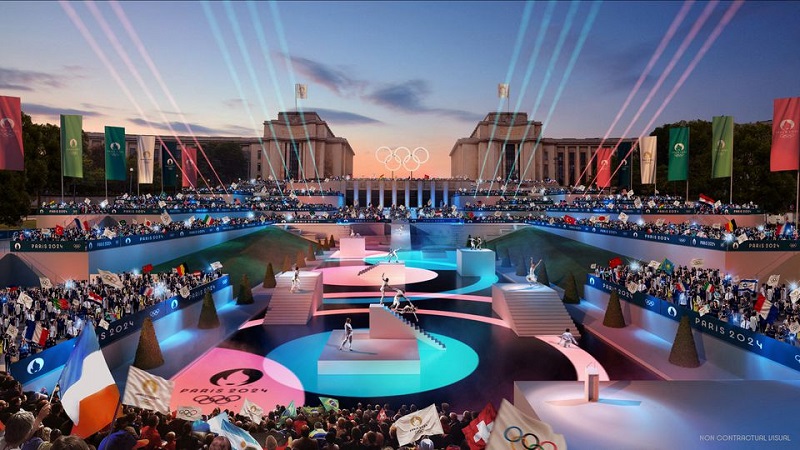 Hình ảnh về Lễ khai mạc Thế vận hội Olympic Paris 2024 trích trong tài liệu của Ban tổ chức. (Ảnh: REUTERS)