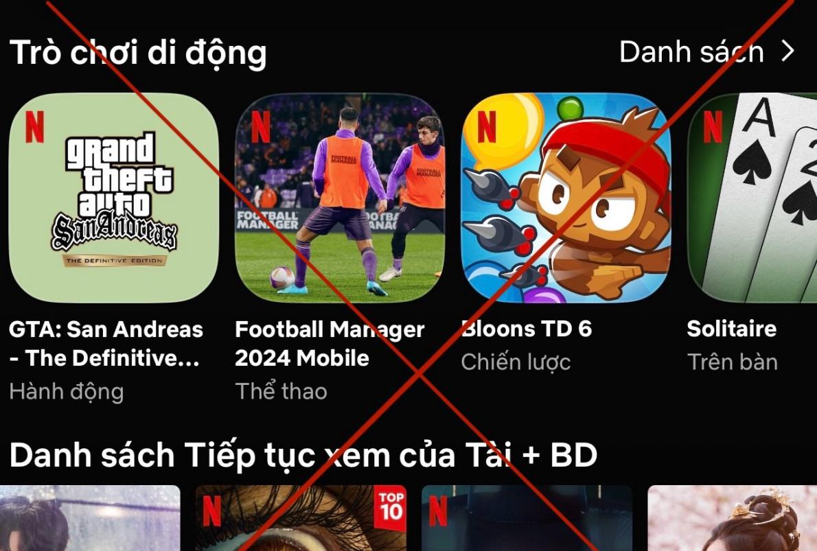 Netflix đang cung cấp nhiều trò chơi điện tử trên mạng chưa được cấp phép tại Việt Nam