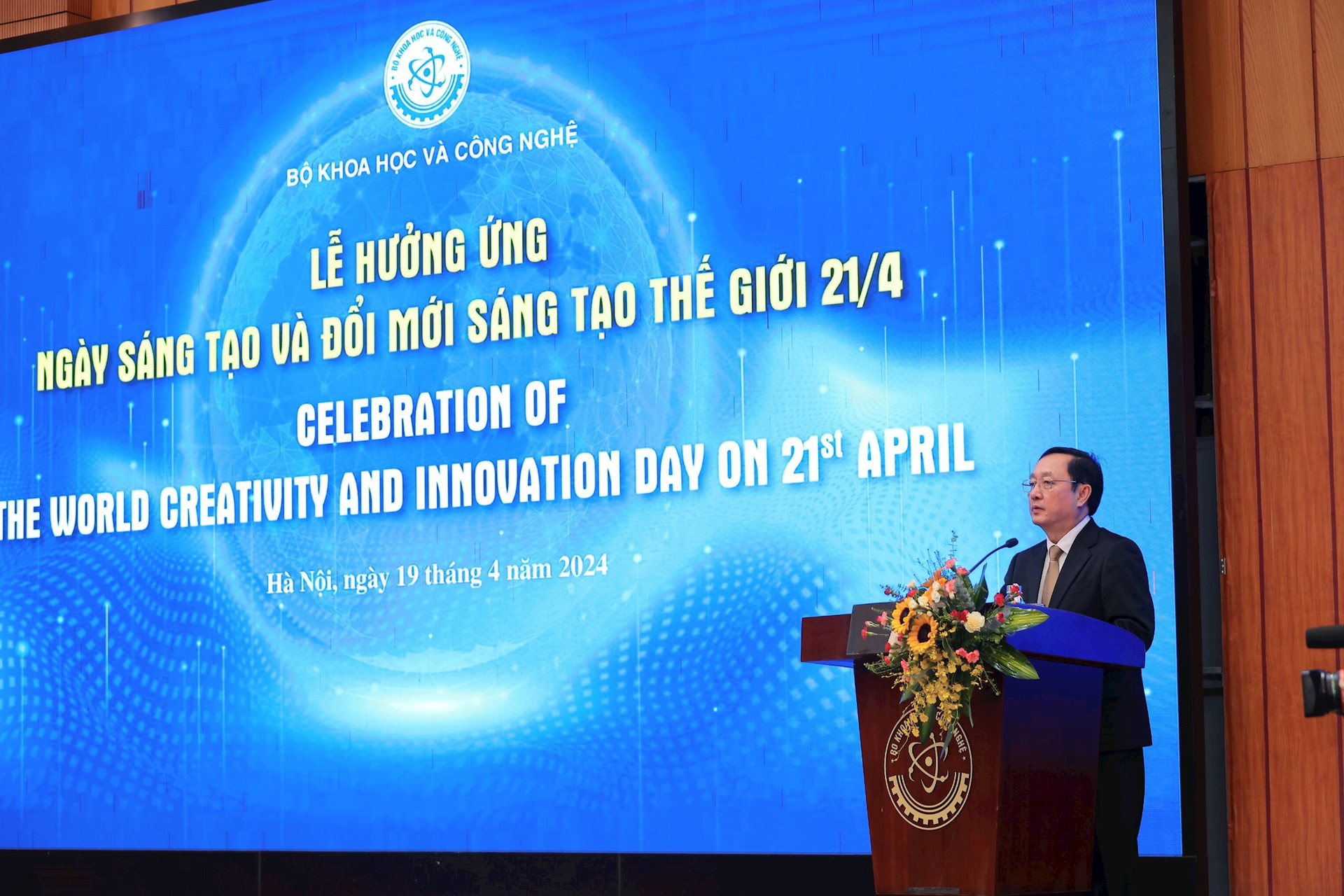 Bộ trưởng Bộ Khoa học và Công nghệ Huỳnh Thành Đạt phát biểu tại buổi lễ. Ảnh: BTC