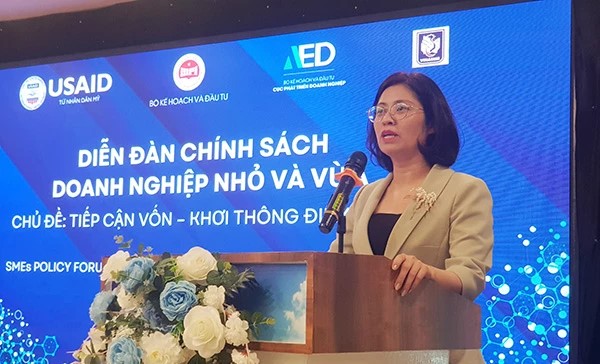 Ms Trinh Thi Huong – Deputy Director of the Enterprise Development Department (Ministry of Planning and Investment) spoke at the forum
