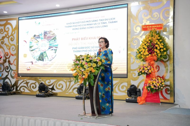 Bà Bùi Thị Ngọc Hiếu - Phó Giám đốc Sở Du lịch TP. Hồ Chí Minh phát biểu khai mạc tại Lễ phát động cuộc thi