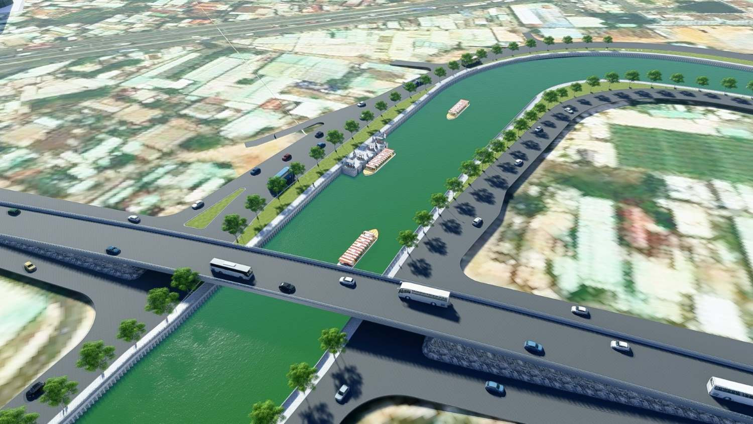 Phối cảnh dự án kênh Tham Lương - Bến Cát - rạch Nước Lên khi hoàn thành. (Ảnh: Ban đô thị)