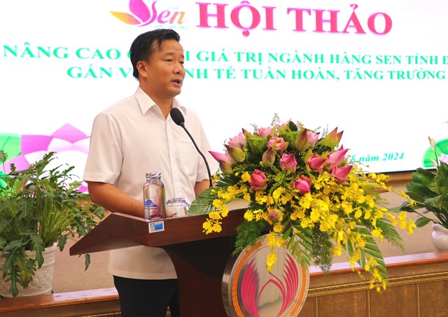 Phó Chủ tịch UBND tỉnh Nguyễn Phước Thiện phát biểu tại hội thảo