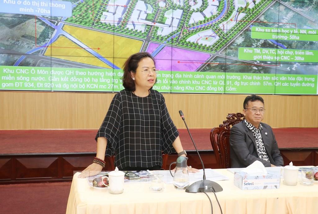 Bà Nguyễn Thị Thu Hương, Tổng Giám đốc Tổng công ty Phát triển Đô thị Kinh Bắc phát biểu. Ảnh: Ngọc Thiện - TTXVN