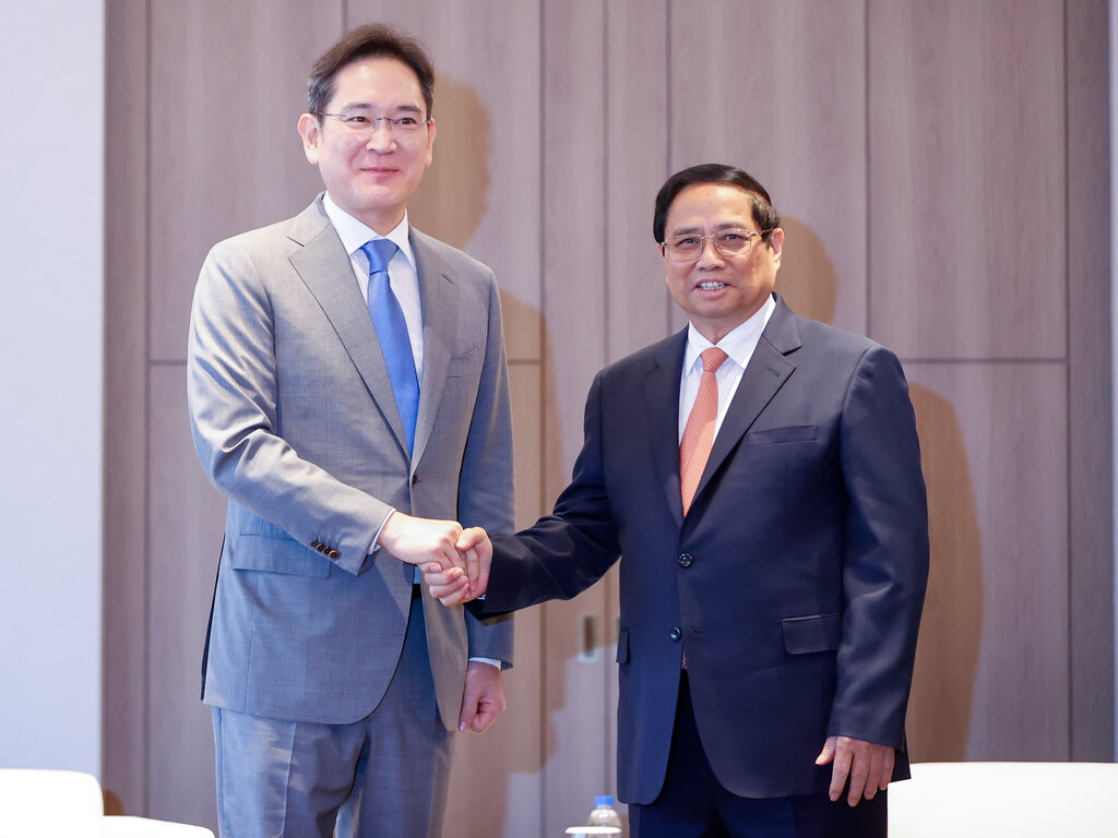 Thủ tướng Chính phủ Phạm Minh Chính tiếp ông Lee Jae Yong - Chủ tịch Tập đoàn Samsung. Ảnh: Nhật Bắc/VGP