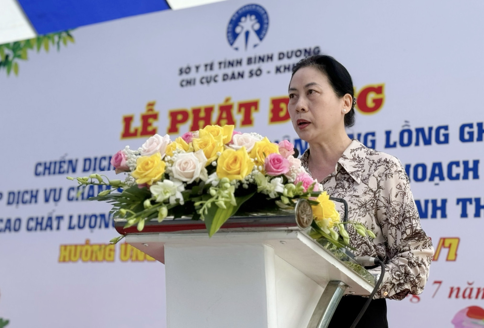 Bà Đoàn Thị Hồng Thơm, Phó Giám đốc Sở Y tế phát biểu tại lễ phát động chiến dịch