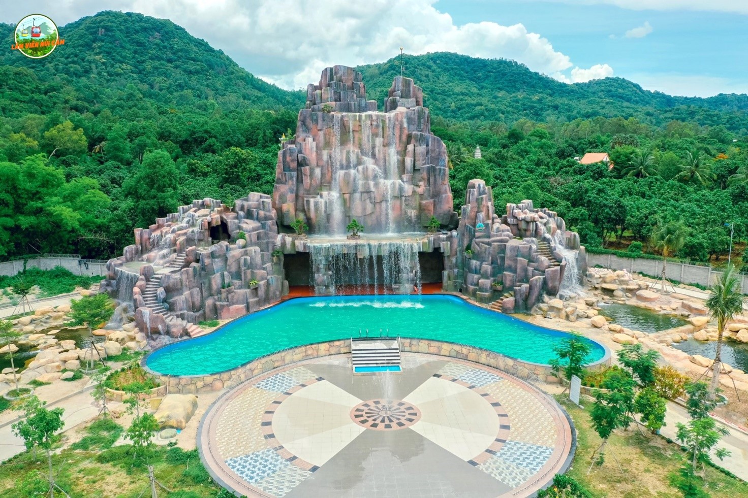 The waterfall area is stunningly beautiful amidst the mountains and forests of Thien Cam Son