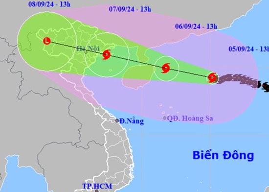 Dự báo đường đi của bão số 3