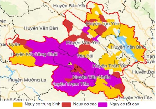 Bản đồ nguy cơ lũ quét, sạt lở đất đá trên các khu vực