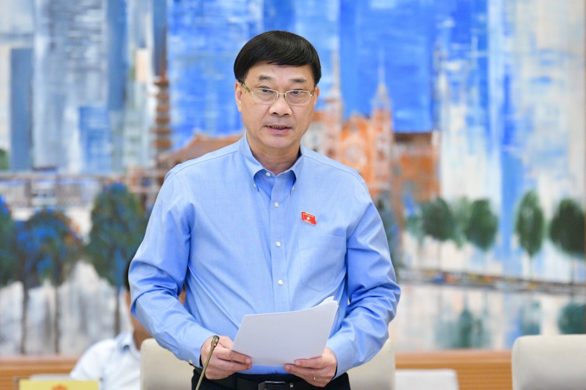 Chairman of the Economic Committee Vũ Hồng Thanh presented the Review Report